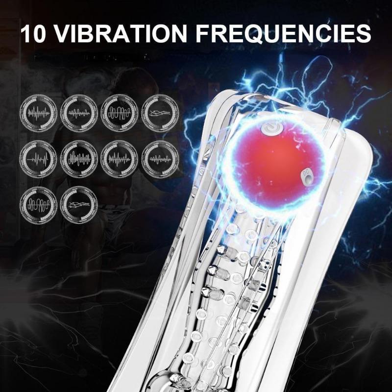 Air Pressure Sucking 10 Vibration Frequencies Strong Vibration Crystal Transparent Male Vibrators Adult Products