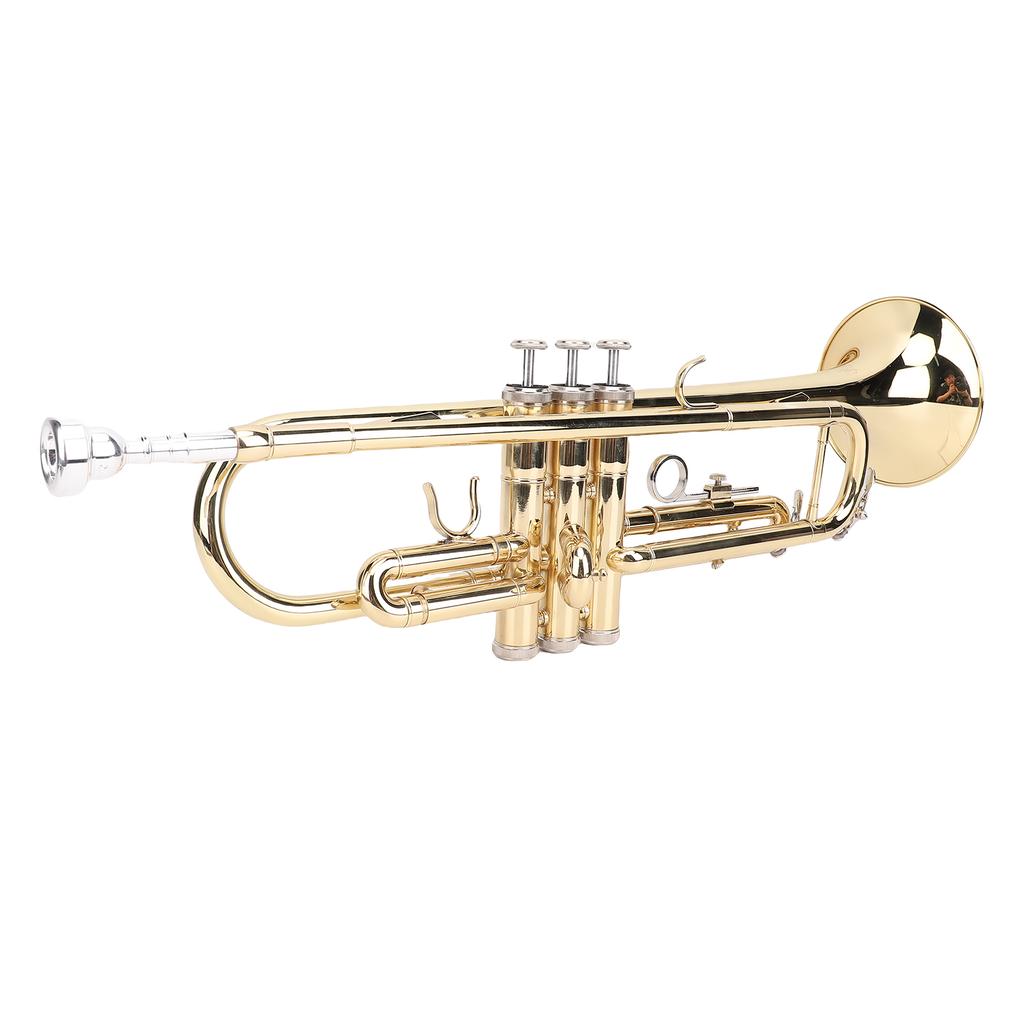 Bb Brass Cornet Kit Golden Key Cornet Musical Instrument with Carrying Case for Beginners Students