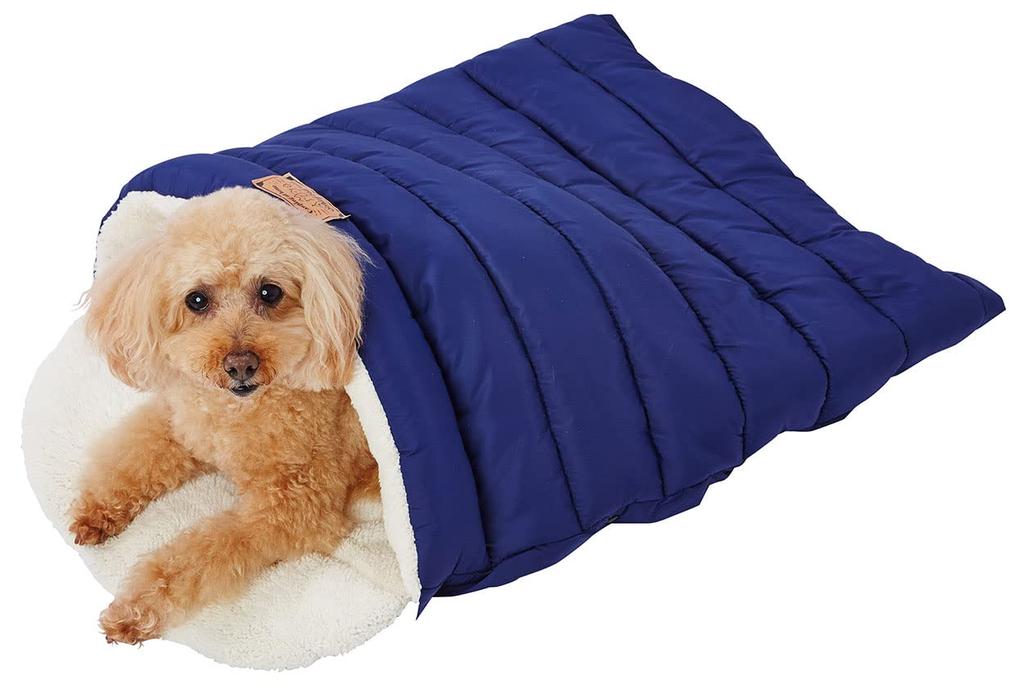 Petio Expandable Fluffy Sleeping Bag Bed for Dogs and Cats, Navy