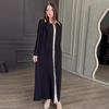 2024 Autumn Women's Color Block Polo Collar Waist-Hugging Long-Sleeve Dress
