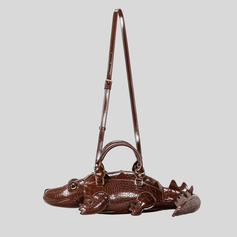Stylish Crocodile-Embossed Womens Shoulder Bag - Retro Pillow Shape Crossbody Daily Wear
