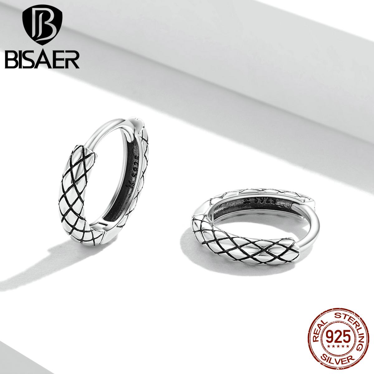 

BISAER 100% стерлингового серебра 925 пробы со змеиным узором, пряжки для ушей для женщин, серебряные крутые серьги-кольца, женские эффектные ювелирные изделия, уши, подарок 925 silver