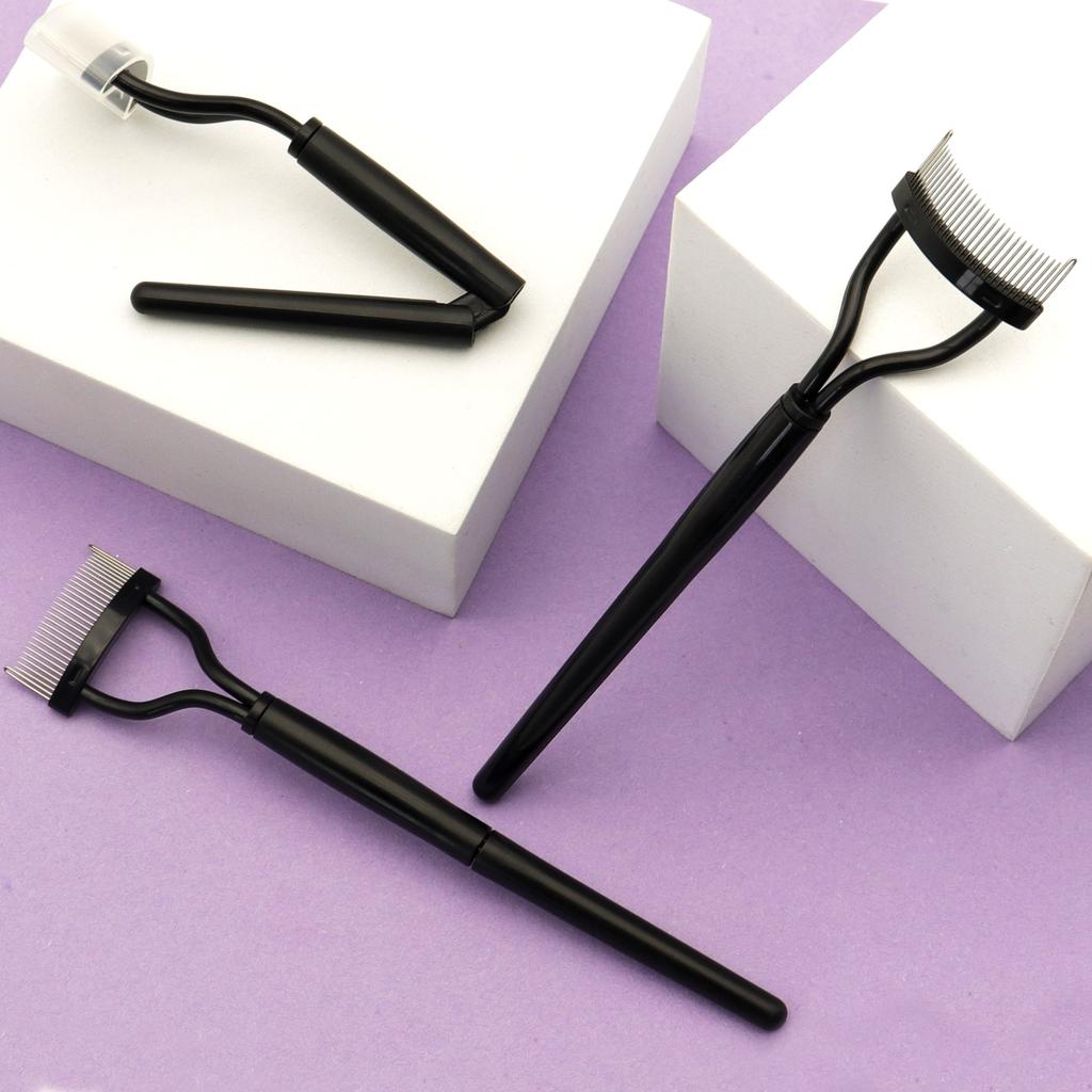 Private Logo Eyelash Comb Curler Eyelashes Separator Makeup Tool Mascara Applicator Foldable Eyelash Brush