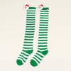 Women Cute Plush Santa Claus Striped Over Knee Long Socks Thigh High Stockings for Christmas Cosplay Costume Hosiery
