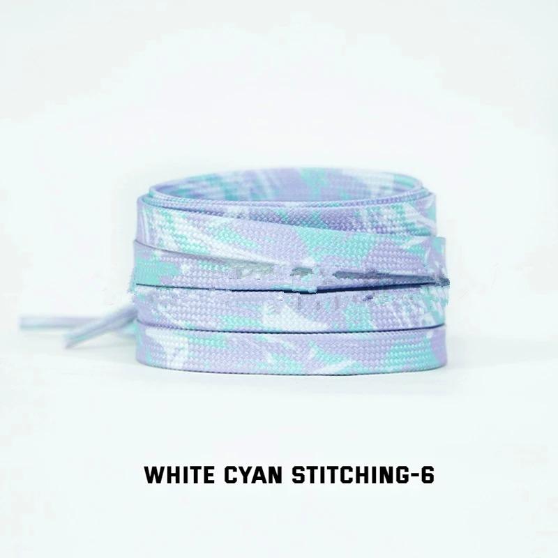 Stripes Tie-dye Laces Dazzling Blue Shoelace Colorful Flat Gradation Shoelaces Sneakers Personality Rope Men Women with The Same
