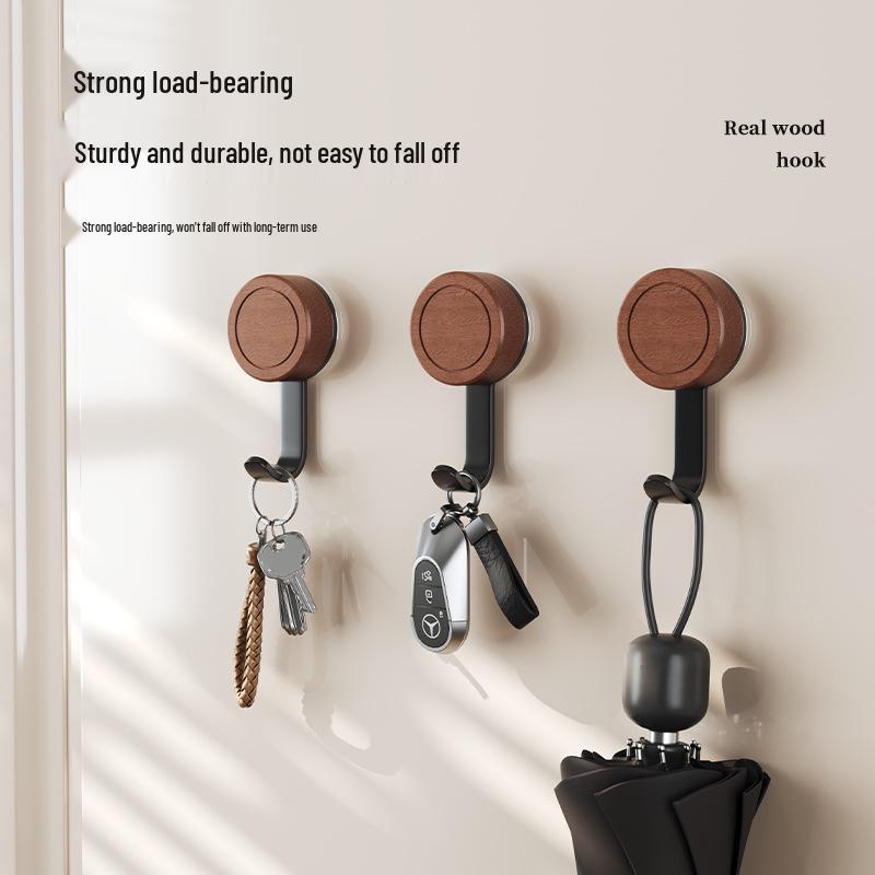 Solid Wood No-Drill Strong Suction Hook for Bathroom or Hallway
