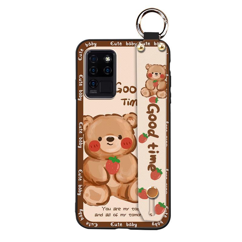 Kickstand Dirt-resistant Phone Case For Oukitel C21 Fashion Design Anti-knock Wrist Strap Back Cover Cute Waterproof