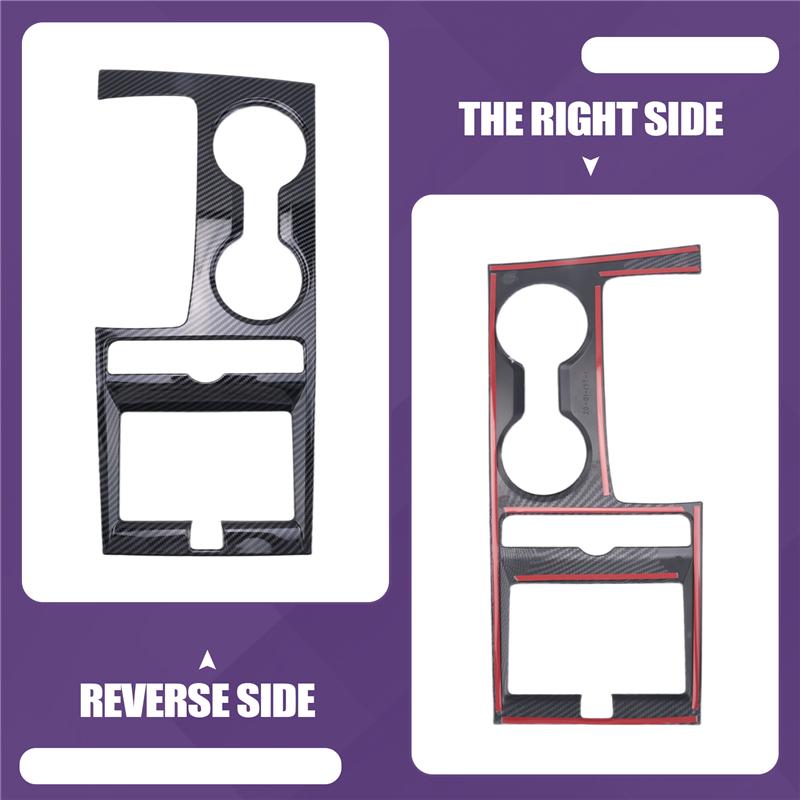 A03E-2Pcs Car Carbon Fiber Center Console Gear Shift Panel Water Cup Holder Cover Trim Stickers For KIA K5