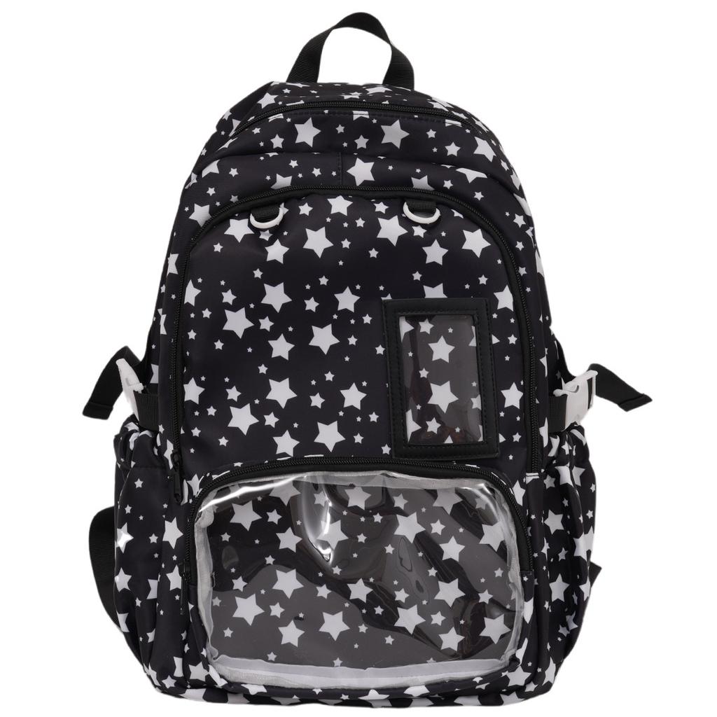 Schultasche transparent dekorativ Schmerzbeutel Rucksack Sternenaufdruck Schultasche zweidimensionales Abzeichen Display Mittel- und Oberstufenschüler Schultasche