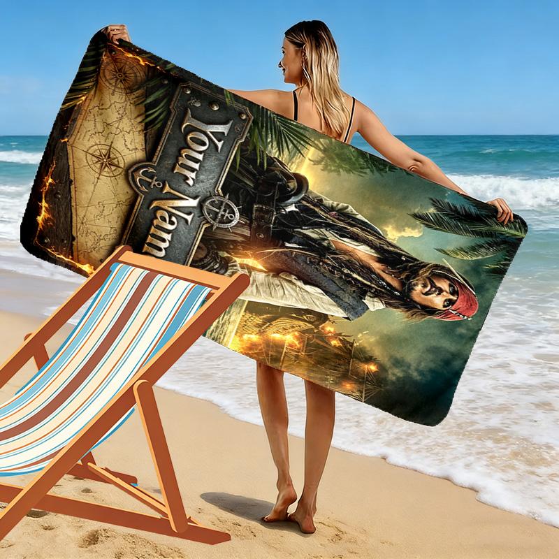 Name Custom Johnny Depp Print Beach Towel, Large Soft Quick Dry Towel for Beach Camping Swimming