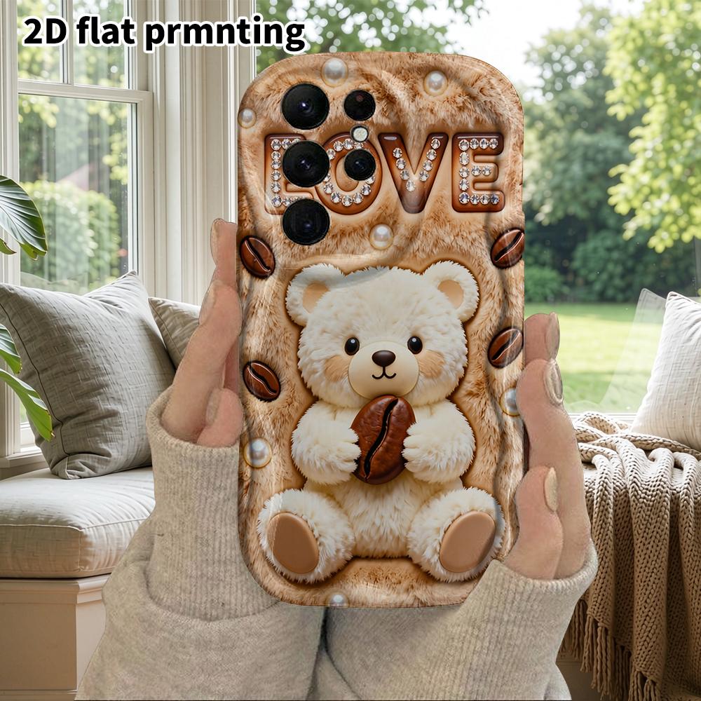 Phone Case: 2D Flat Samsung Galaxy A34 A35 M05 M06 S20 S22 S21 FE Plus 5G Protective Case, Couple Style, Coffee Bear, Christmas and Halloween Gift