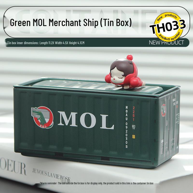 Miniature Tinplate Shipping Container Display Box for Figurines - Trendy Collectible Ornament & Storage Gift