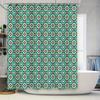Vintage Green White Pattern Shower Curtain For Bathroom Decor Rectangular Size 72X84 Inches Easy Install Hook Included