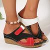 Fashion Fashion Contrast Color Wedge Sandals Women Casual Cross Strap Platform High Heel Slippers Woman Comfortable Summer Beach Slides