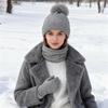 3Pcs/Set Women Hat Scarf Gloves Set Solid Color Design Twist Texture Thickened Warm Plush Lining Hat Scarf Gloves Winter Accessories