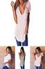 Neu Damen Shirt Bluse Casual Tunika Kurzarm Sommer V-ausschnitt T-shirts Top For Effortless Versatile Style