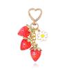 Cute Heartshaped Strawberry Sunflower Keychain With Metal And Acrylic For Girls And Teens