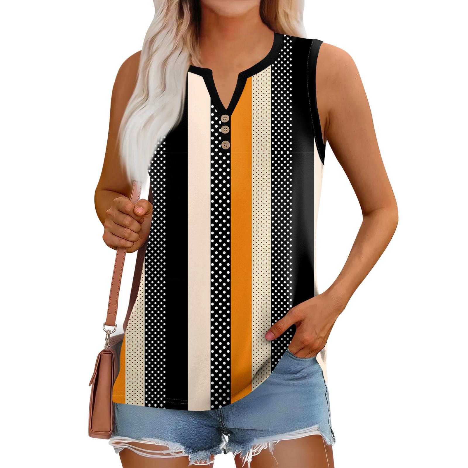

Женский летний жилет, свободный, однотонный, с пуговицами, V-образным вырезом, повседневная рубашка без рукавов XL шафрановый