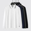 Men's Spring Autumn Contrast Striped Collar Long Sleeve Polo Shirt All Match Wrinkle Resistant Durable Commuter Top
