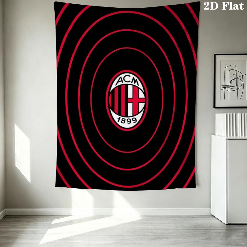 AC Milan Wall Tapestry Aesthetic Wall Hanging Printed Fabric Blanket Decorative Tapestries for Bedroom Living Room Home Decor