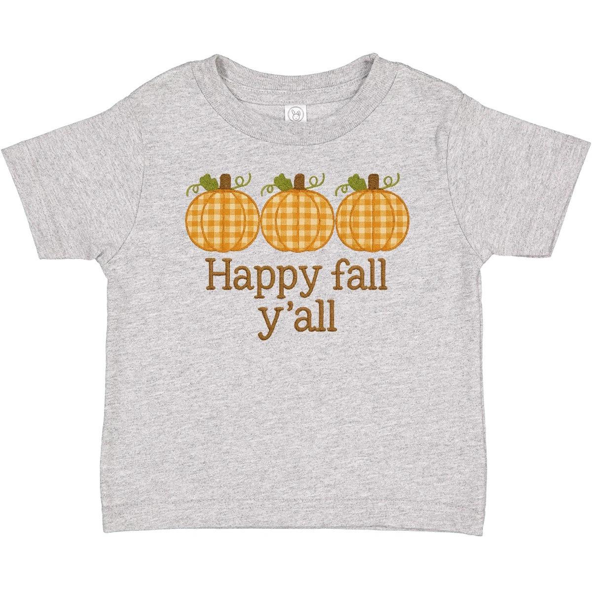 Inktastic Happy Fall Y all Plaid Pumpkins Autumn Baby T-Shirt Thanksgiving Cute 140
