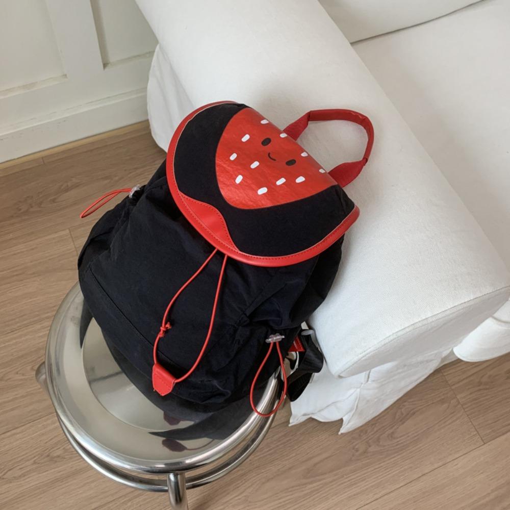 

Дорожный фруктовый нейлоновый рюкзак цвета дофамина, походная наплечная сумка, уличный рюкзак со шнурком, колледж чёрный