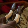 Krazing Pot Sheepskin Round Toe Chunky Heels Autumn Summer Shoes Slip On Women Retro Fashion Pumps
