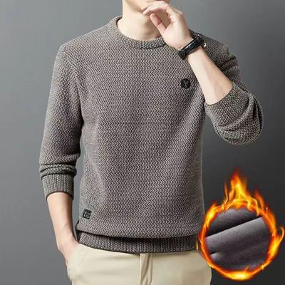 Maglione spesso e caldo da uomo autunno inverno girocollo maglione casual pullover top solido maglione addensato in peluche vestiti da uomo