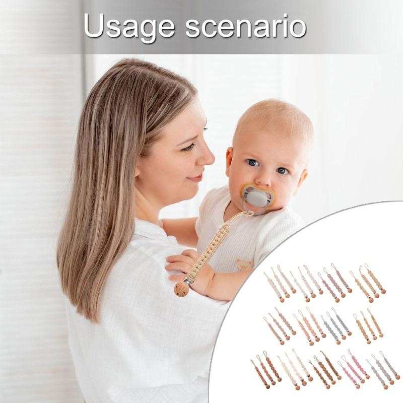 3pcs Newborns Dummy Chain Baby Soother Chain Pacifier Holder Woven Dummy Clip Toddlers Infant Pacifier Strap Baby Supply