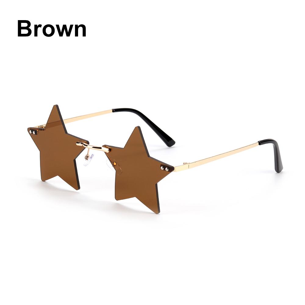 1pc Rimless Star Shape Sunglasses Driving Trendy Eyeglasses Women Men Party Glasses Funny Pentagram Eyewear Christmas Decor
