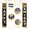 Labeol Happy New Year Banner, 72 x 12 Inch Large Front Door Porch Sign Hanging Banner Decorations New Years Eve Party Supplies 2025, Happy 2025