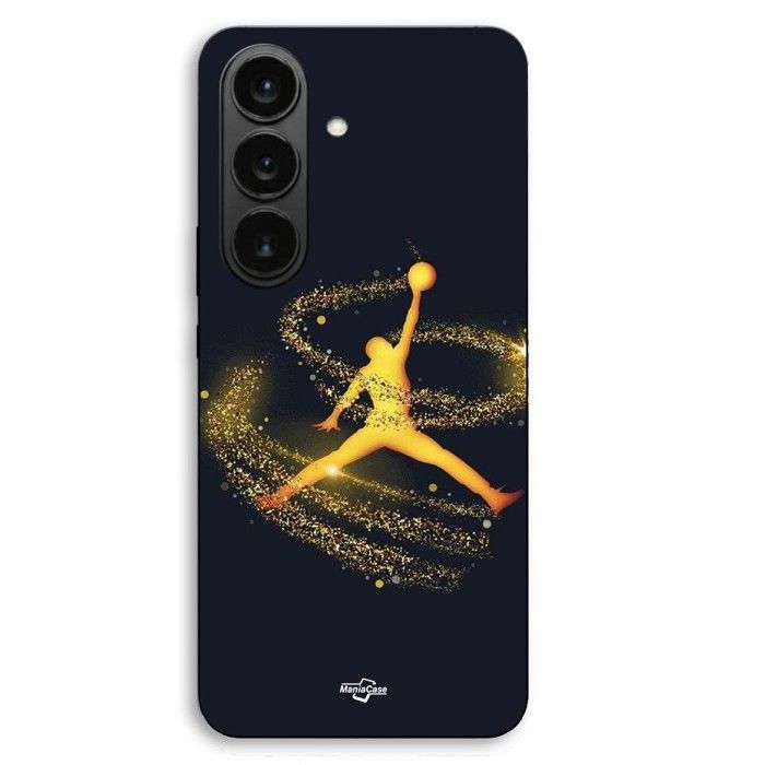 Coque de téléphone - MANIACASE - Samsung Galaxy S26 Plus - Silicone TPU - Noir - Jordan logo doré