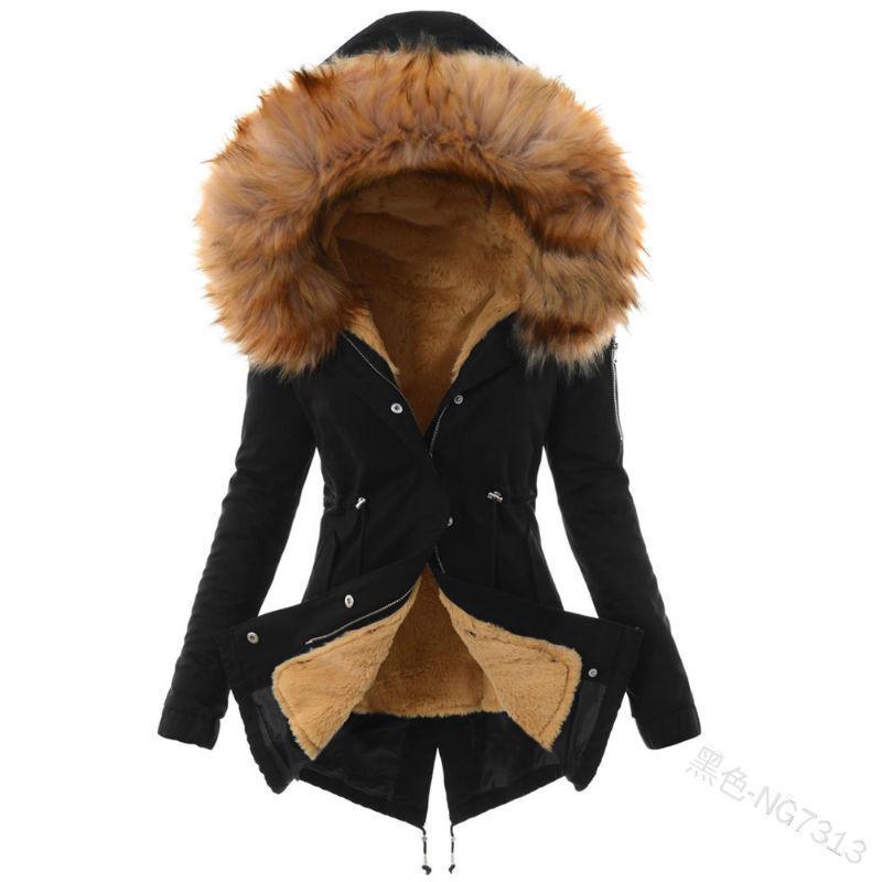 Autumnal and Winter New Cotton-padded Clothes European and American Hooded Slim-fitting Warm Zipper Jacket Women