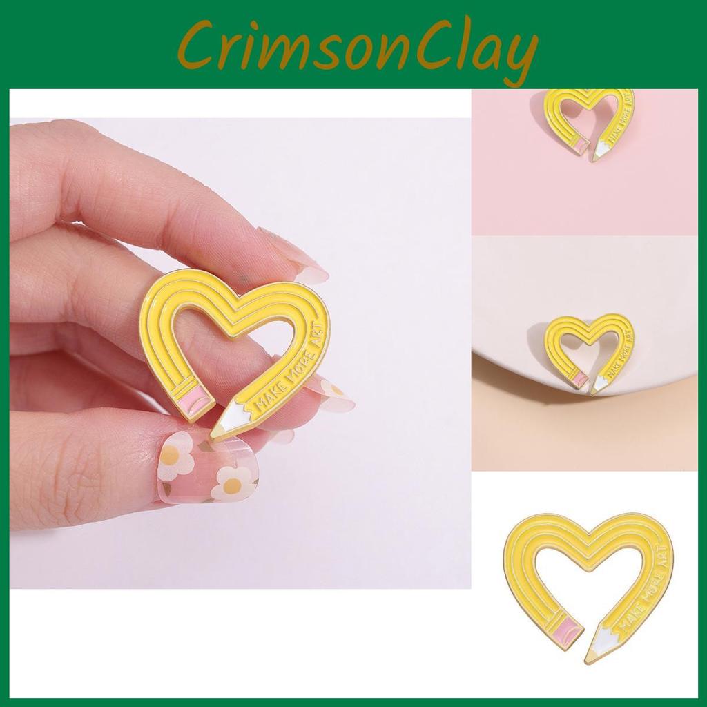 Yellow Heart Versatile Pencil Brooch Colorful Fashion Pin For Expressive Style