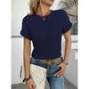2025 Fashion Women's Blouses New Summer Casual Solid Colors Round Neck Hollow Out Lace Spliced Short-Sleeved Shirt Top For Women