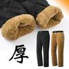 Mens Thickened Fleece Lined Straight Warm Casual Winter Pants For Middle Aged Dad