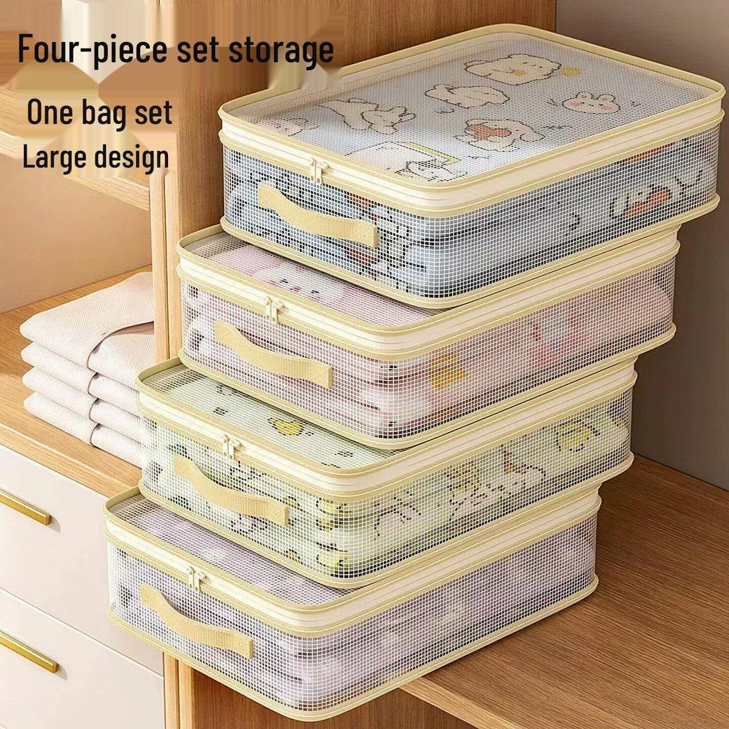 4-Piece Extra Thick Storage Bags: Dust & Mildew-Proof Quilt, Sheet, & Duvet Organizer