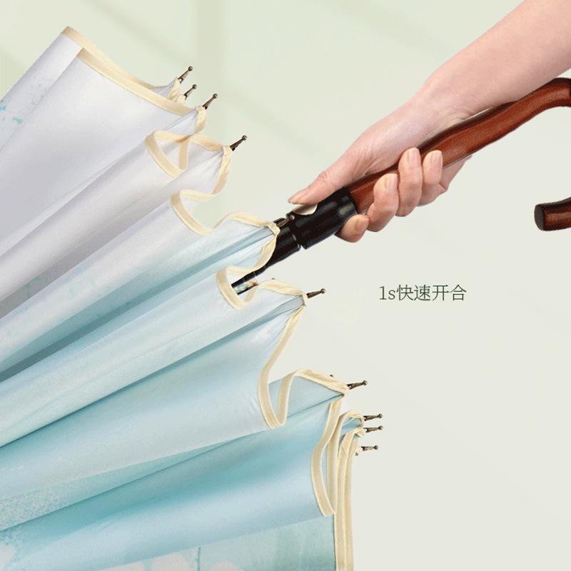 New Flower Umbrella One-piece 16-bone Umbrella Long Handle Parasol Hand Open Umbrella Can Be Single