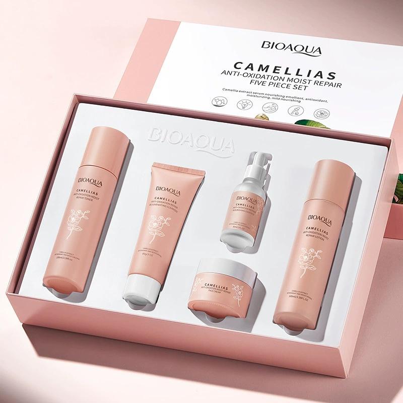 Bioaoua Camellia Moisturizing Skin Care Sets Face Masks Facial Cleanser Facial Serum Essence Soothing Skincare Face Care Kits