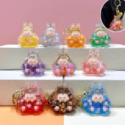 Luminous Acrylic Oil-Filled Tower Keychain Pendant - Cute Car Accessory & Small Gift