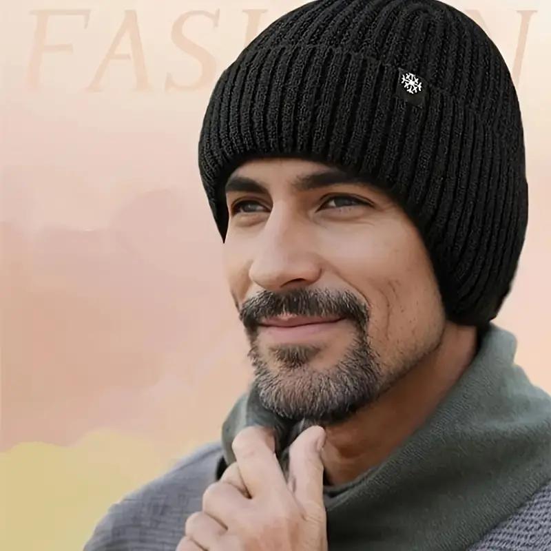 Winter Hat Knitted Hat Men's Beanie Warm Cap Outdoor Winter Ski Hat