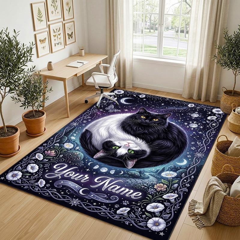 Yellow Daisies Theme Soft Crystal Velvet Rug Custom Name & Text Print Non Slip Floor Rug for Bedroom Living Room