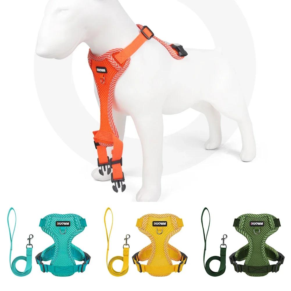 Adjustable Vest Chest Dog Collars Dog Harness Clothes Rope Small Dogs Reflective Breathable Outdoor Walking Pet Dog Accessories