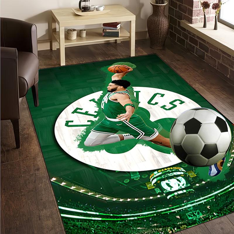 Boston Basketball Rug Office Carpet Non-Slip Mat, Chair Rug Floor Covering for Gaming, Bedroom, Living Room , Home Decor Christmas Gift
