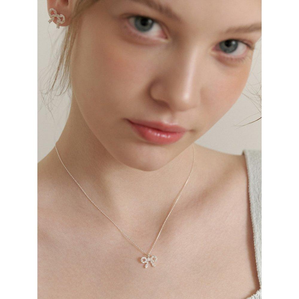 (925 Silver) Cubic Ring Ribbon Necklace Nz2176