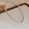 Fashion versatile color matching pearl necklace retro niche high-end sense collarbone chain personality light luxury design sense necklace women