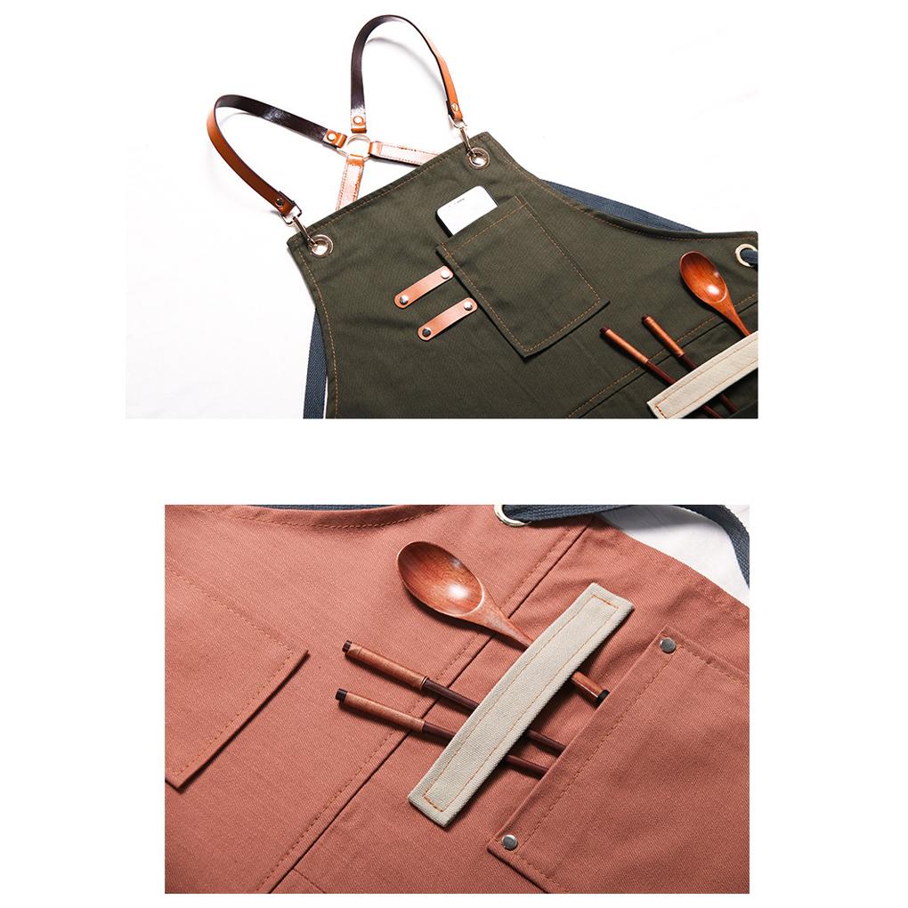 Work Apron Woodworking Mechanician Canvas Workshop Bib with Pockets Outdoor Painting Bar Washable Protective Aprons Bibs