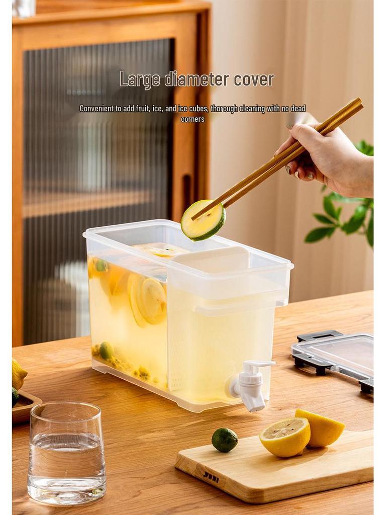 Chilled Water Pitcher with Tap: Fridge-Compatible, Sealed & Thickened for Summer, Large Capacity for Fruit Tea