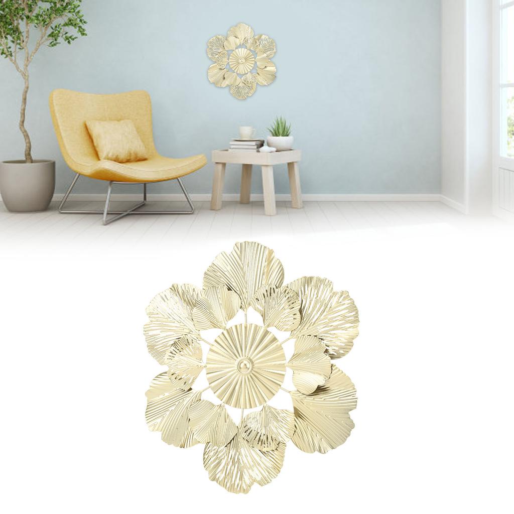 Nordic Luxury Wall Decoration Apricot Leaf Flower Mirror Wall Pendant Iron Art Porch Decoration