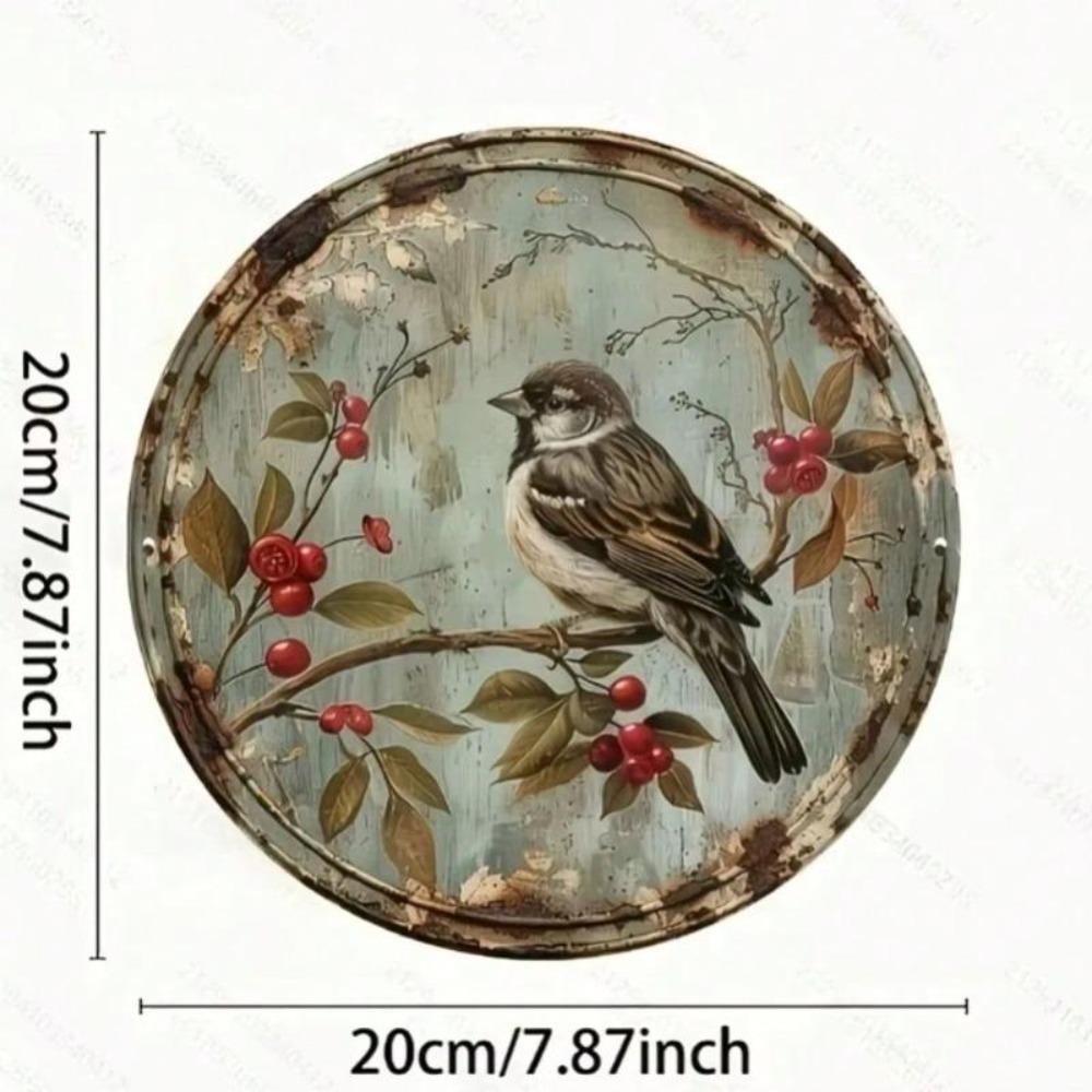Vintage Retro Birds Cherries Aluminum Metal Sign Wall Decor Kitchen Home